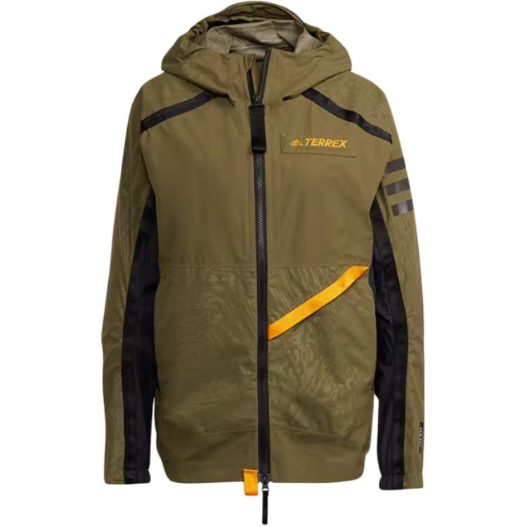 Adidas Terrex Hooded Water-Repellent Outdoor Jacket, Women s Lightweight Long Sleeve Windbreaker Green GQ3679 S