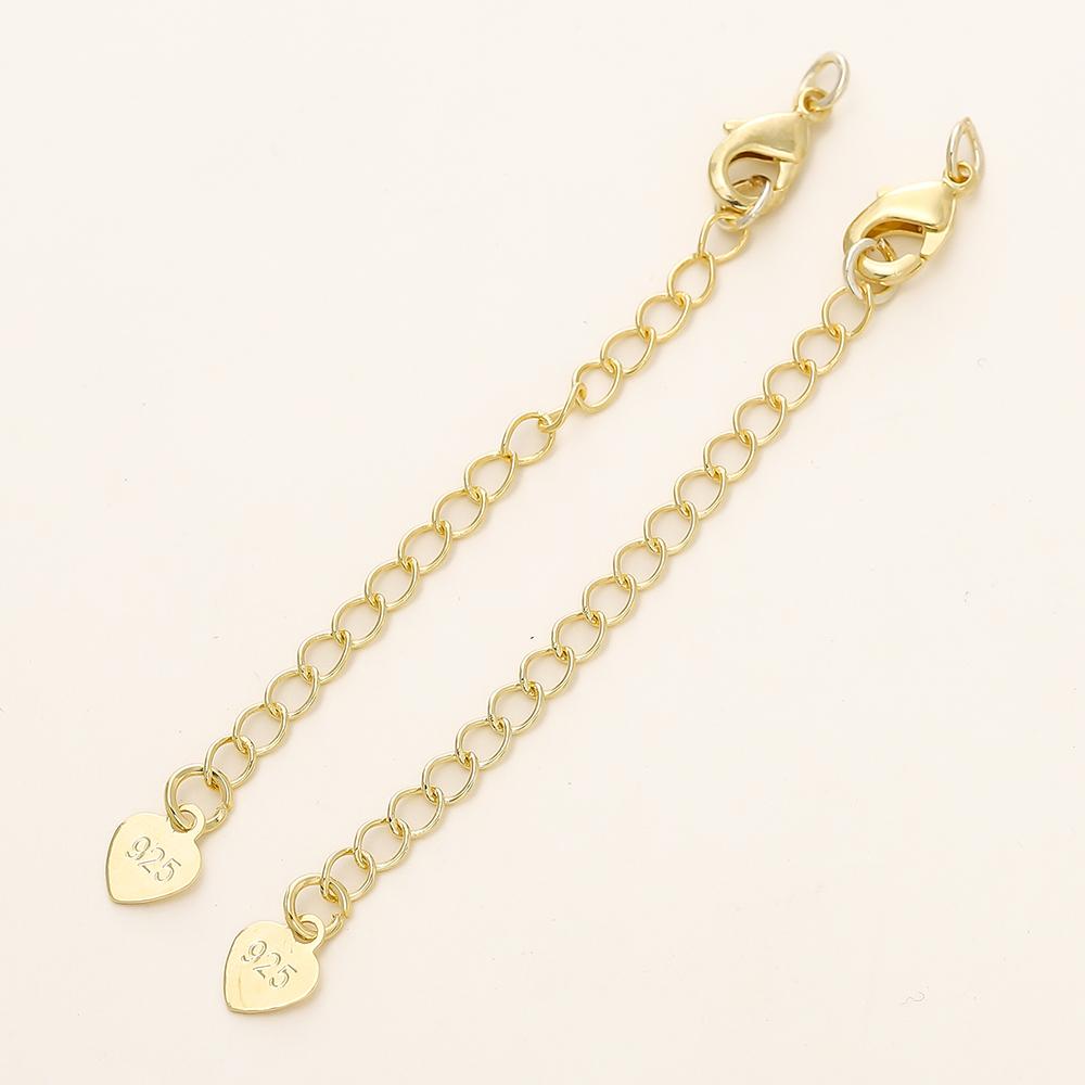 5/10pcs/Pack 14/18K Gold Color Plated Brass Various Extension Chain With Lobster Clasps for DIY Necklace Jewelry Making Findings