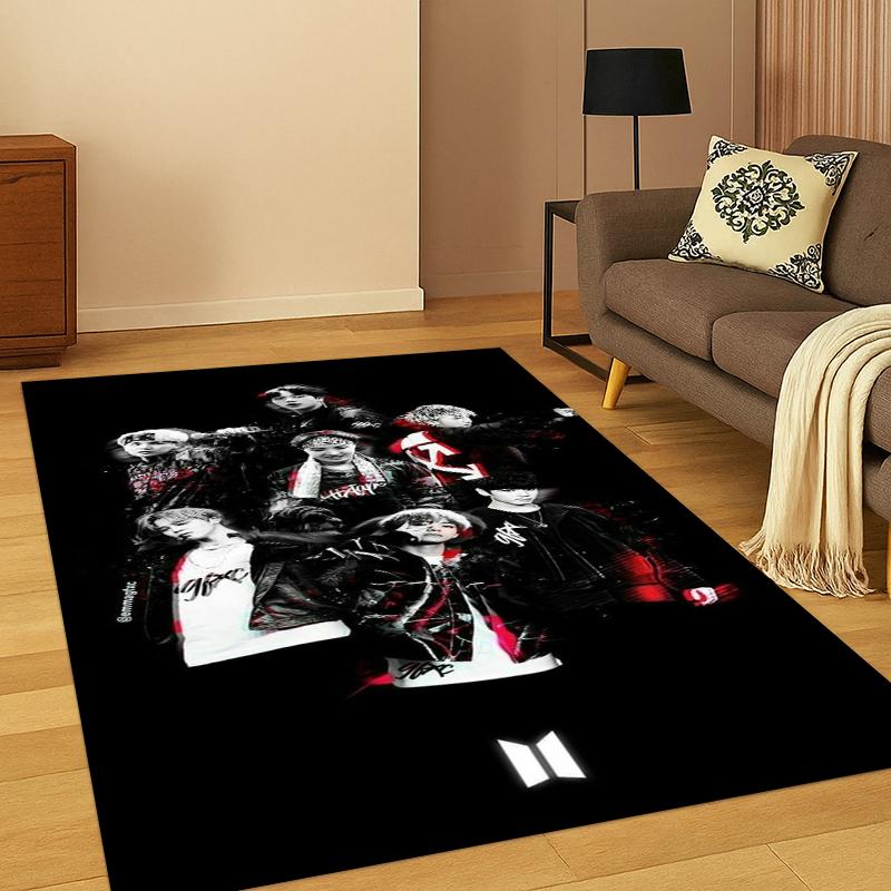 Fashion B-BTS Kpop Soft Area Rug for Bedroom Living Room Sofa,Non-Slip Carpet for Kids,Cozy Floor Mat Doormat Home Decor