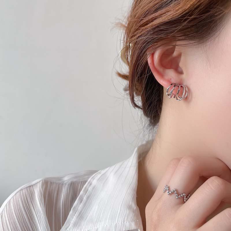 Stylish C-Shaped Multi-Ring Ear Drops with S925 Silver Needle