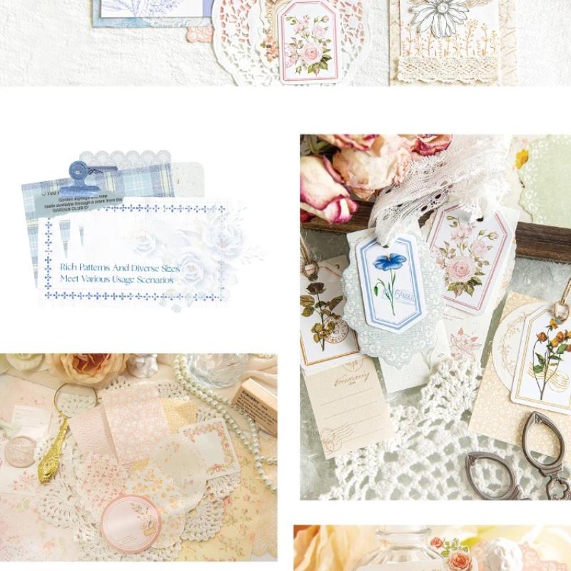 100pcs/set Mixed Material Pack Flower Series Hollow Lace Handbook Border Primer Paper DIY Decorative Sticker Notes Scrapbook