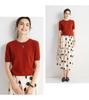 23 Autumn/Winter Women's Five-Sleeve Cashmere Sweater - Round Neck, Fashionable Half-Sleeve Knit Top