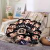 17 Members In Chibi Style Lightweight Customizable Blanket Personalized Text Soft Warm Cozy Versatile For Sofa Couch Office Bed Picnics Four Seasons