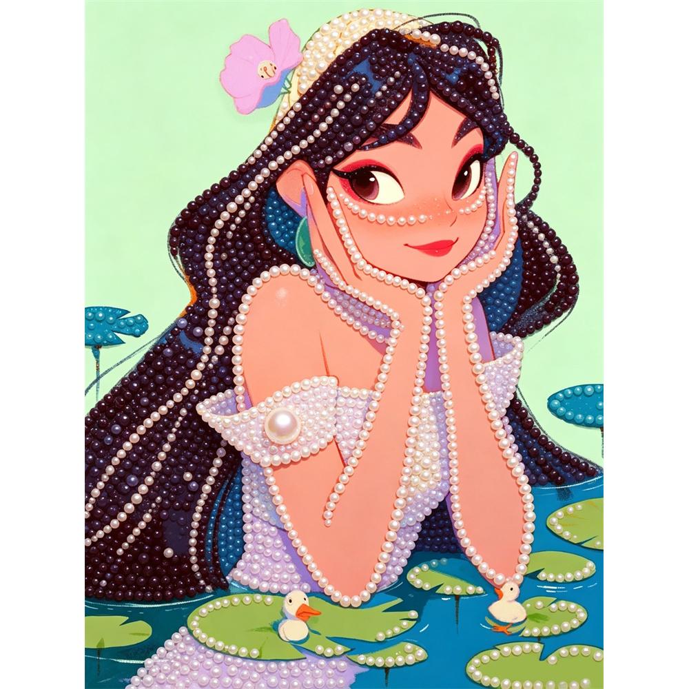 

Disney Pearl Painting Princess Jasmine DIY Pearl Art Pearl Painting Kit Pearl Art Painting Wall Suitable for Home Office Decoration Handmade Gifts 30x40