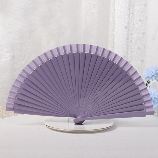 Wooden Folding Fan Solid Color Chinese Japanese Style Hand Fan Portable Wedding Dance Party Decorative Handheld Fan