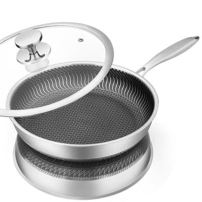 Stainless Steel Frying Pan Nonstick Pan W/Lid&Cooling Handle 10 Inch Honeycomb Stainless Steel Skillet