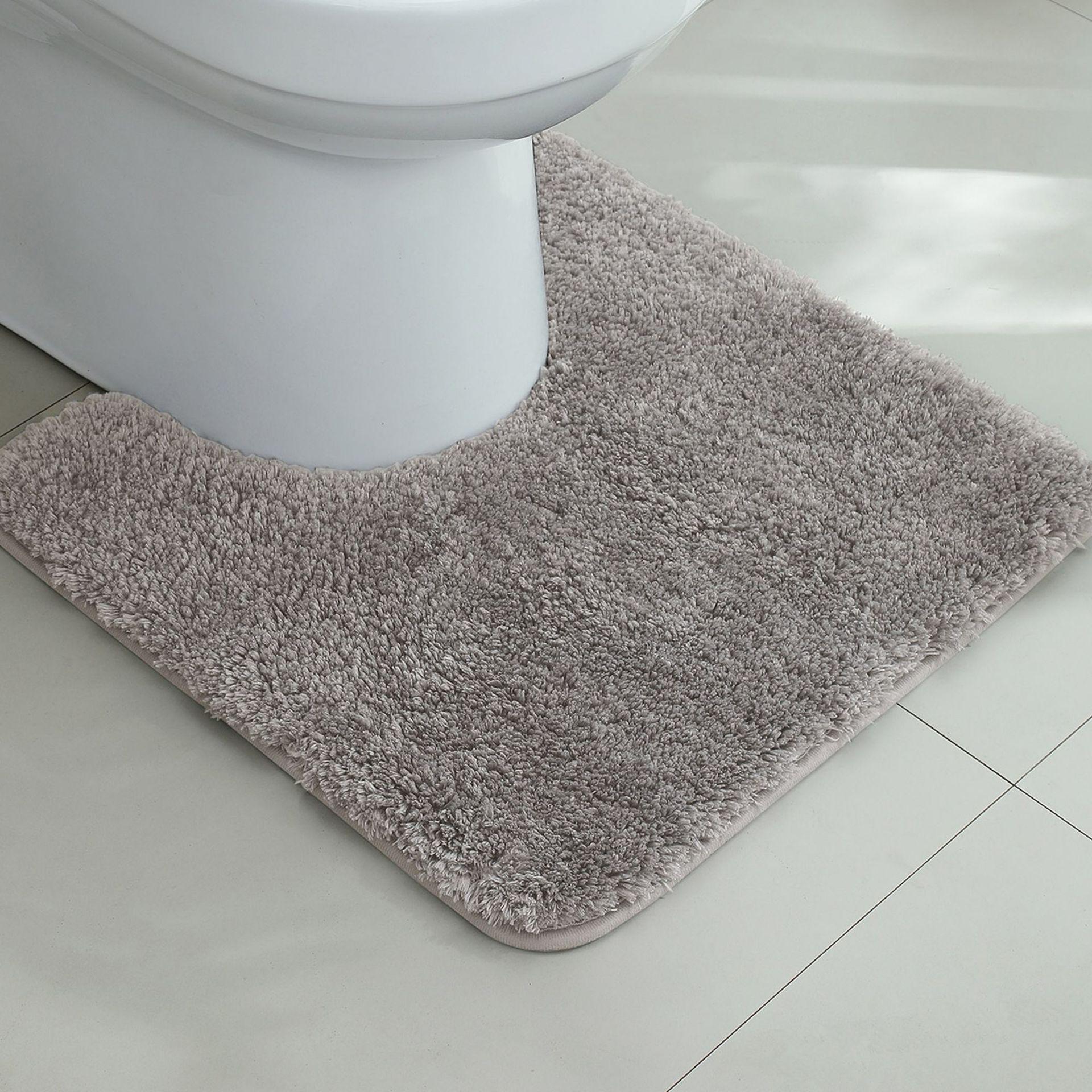 U-Shaped Plush Toilet Foot Pad | Thick, Absorbent, Non-Slip Bathroom Mat 50x50 CM U-shape Plush Pad светло-серый