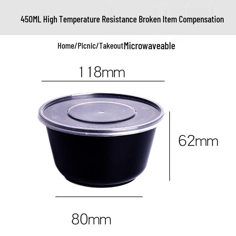 Round Black Wheat Straw Food Container
