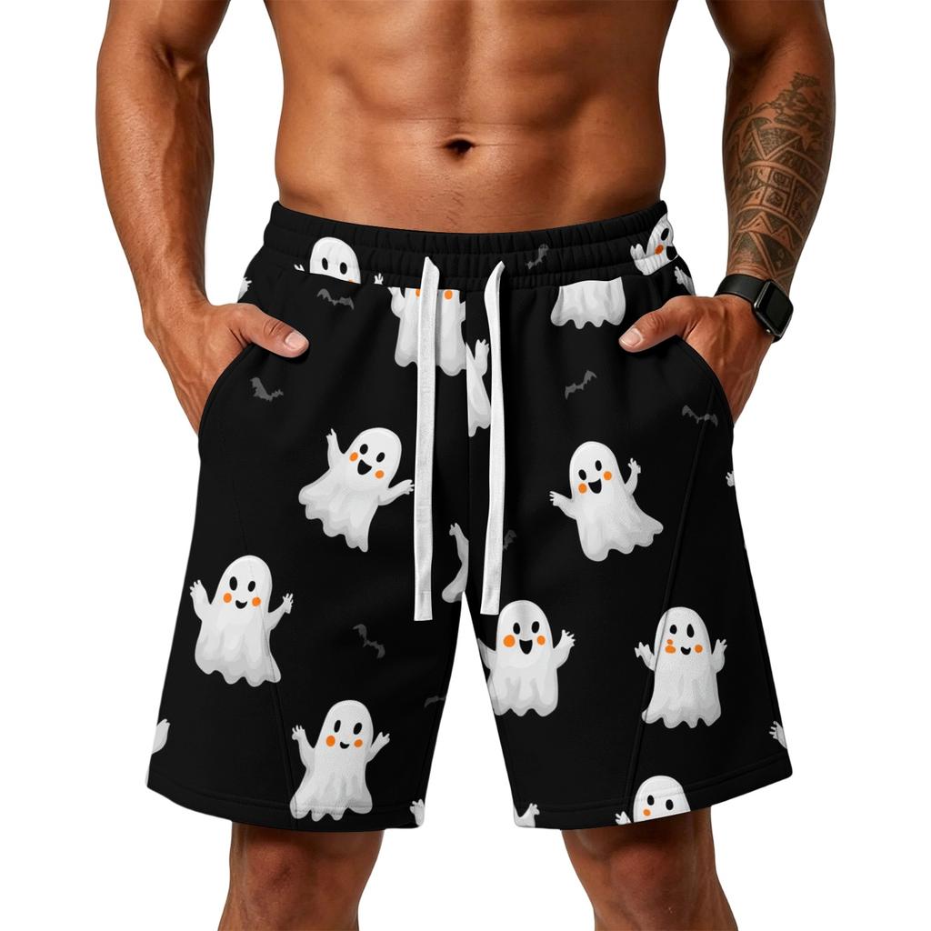 Herren Lässige Shorts im Halloween-Design mit lockerem Schnitt, elastischem Bund, Kordelzug und Taschen für Outdoor-Sport und den täglichen Gebrauch