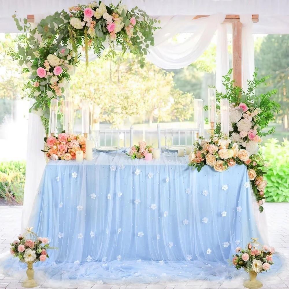 Romantic Table Runner Elegant Tulle Fabric Tablecloth Table Cover Wedding Table Runner  Baby Shower