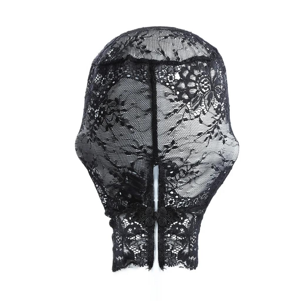 Black Transparent Lace Bondage Fetish Mask Hood For Men Women Gay Adult  Role Play Games Sex Fun Party Play Costumes