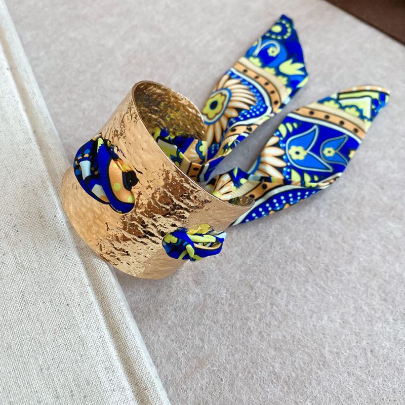 Vintage Ethnic Geometric Silk Scarf Print Bangle – Light Luxury Bracelet