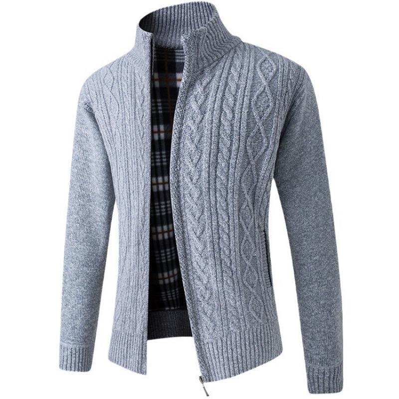 Men's Thick Knit Stand Collar Cardigan