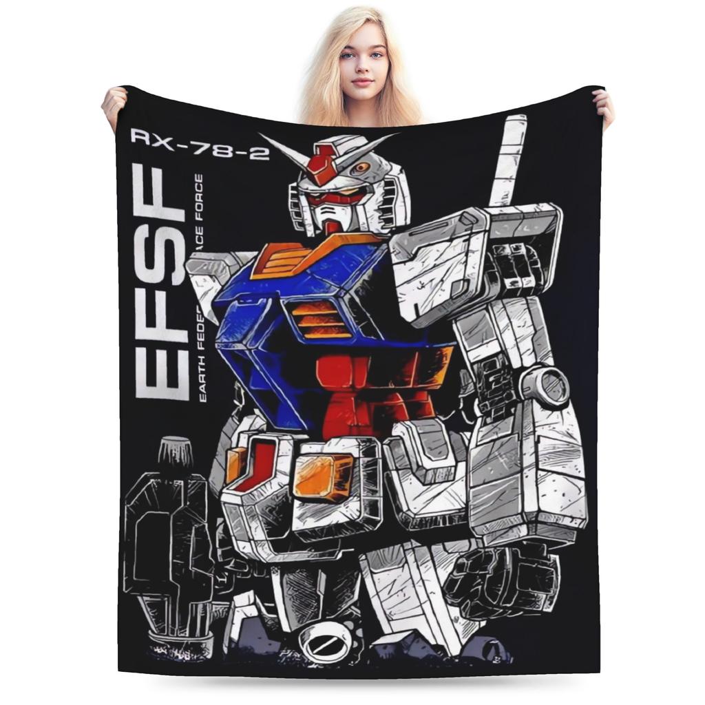 Gundam Robot Anime Blanket Quality Super Soft  Throw Blanket Winter Boy Girl Home Decor Graphic Bedspread