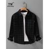 TW Spring and Autumn Japan Fashion Retro Plaid Long Sleeve Shirts Men's Loose Casual Hong Kong Style Top Outerwear 100% Cotton