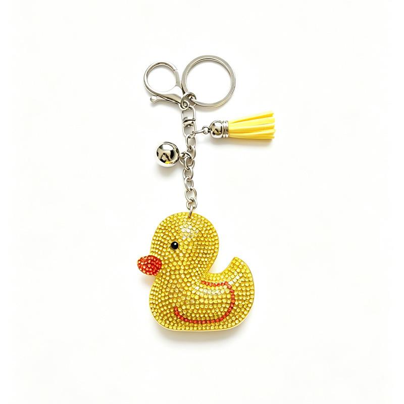 Cross Cartoon Bear & Yellow Duck Rhinestone Keychain and Bag Pendant