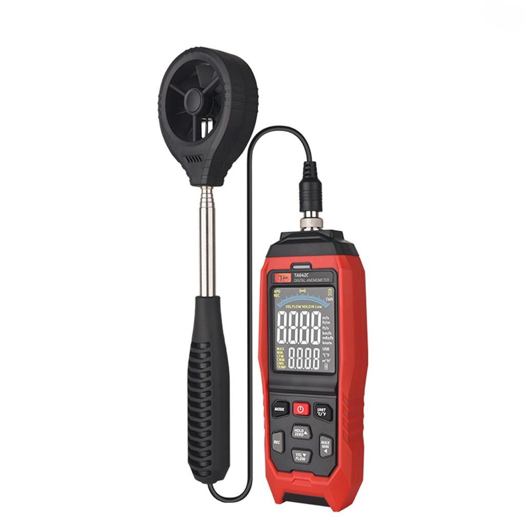 TA642C Digital Anemometer LCD Backlight Display Measuring Air Flow Speed Wind Temperature Handheld Wind Speed Meter