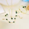 Romantic Pink Cherry Blossom Clavicle Chain Jewelry Set For Women Elegant Sweet Rose Flower Necklace Earrings Set Wedding Gift