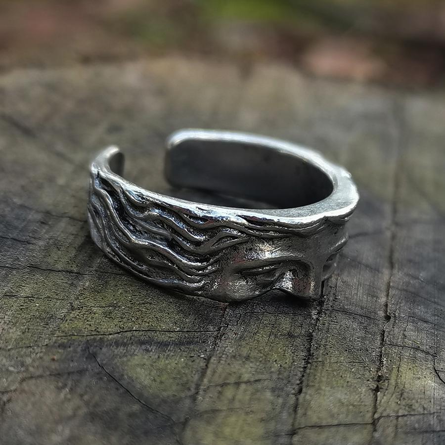 Creative Half Mask Retro Ring, Unisex Cool Style Fashionable Opening Adjustable Ring Fashion Jewelry