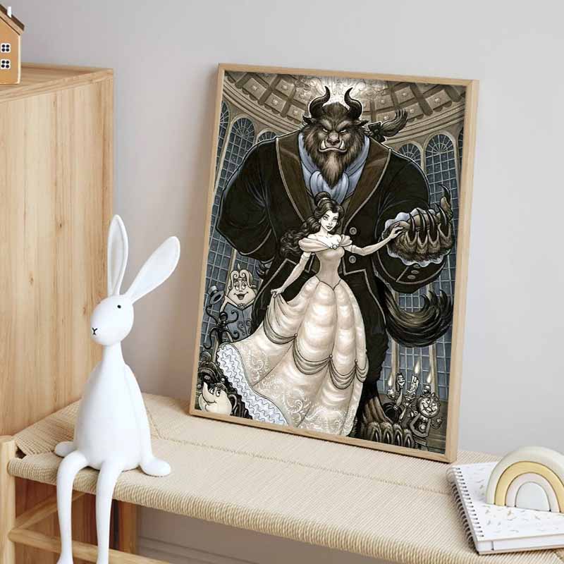 Disney Diamond Painting Beauty and The Beast Theme Art Illustration Cross Stitch Hanging Print Puzzle Mosaic EmbroideryHome Decor 5D DIY Art Brand New