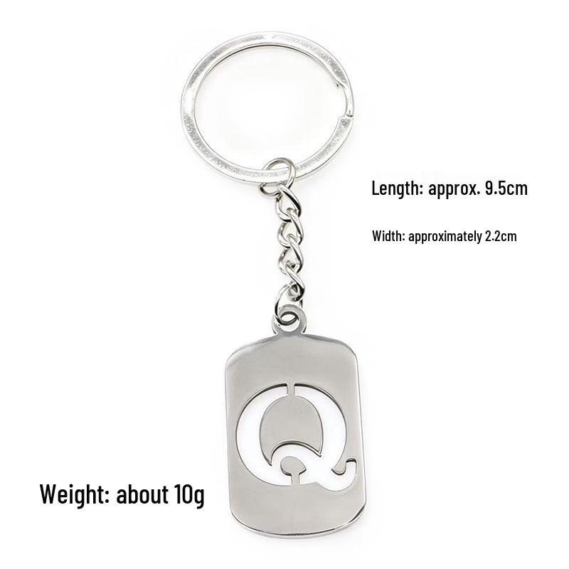 Pendentif Porte-clés 26 Lettres en Acier Inoxydable Creux - Polyvalent pour Sac à Dos, Voiture, Plaque Militaire