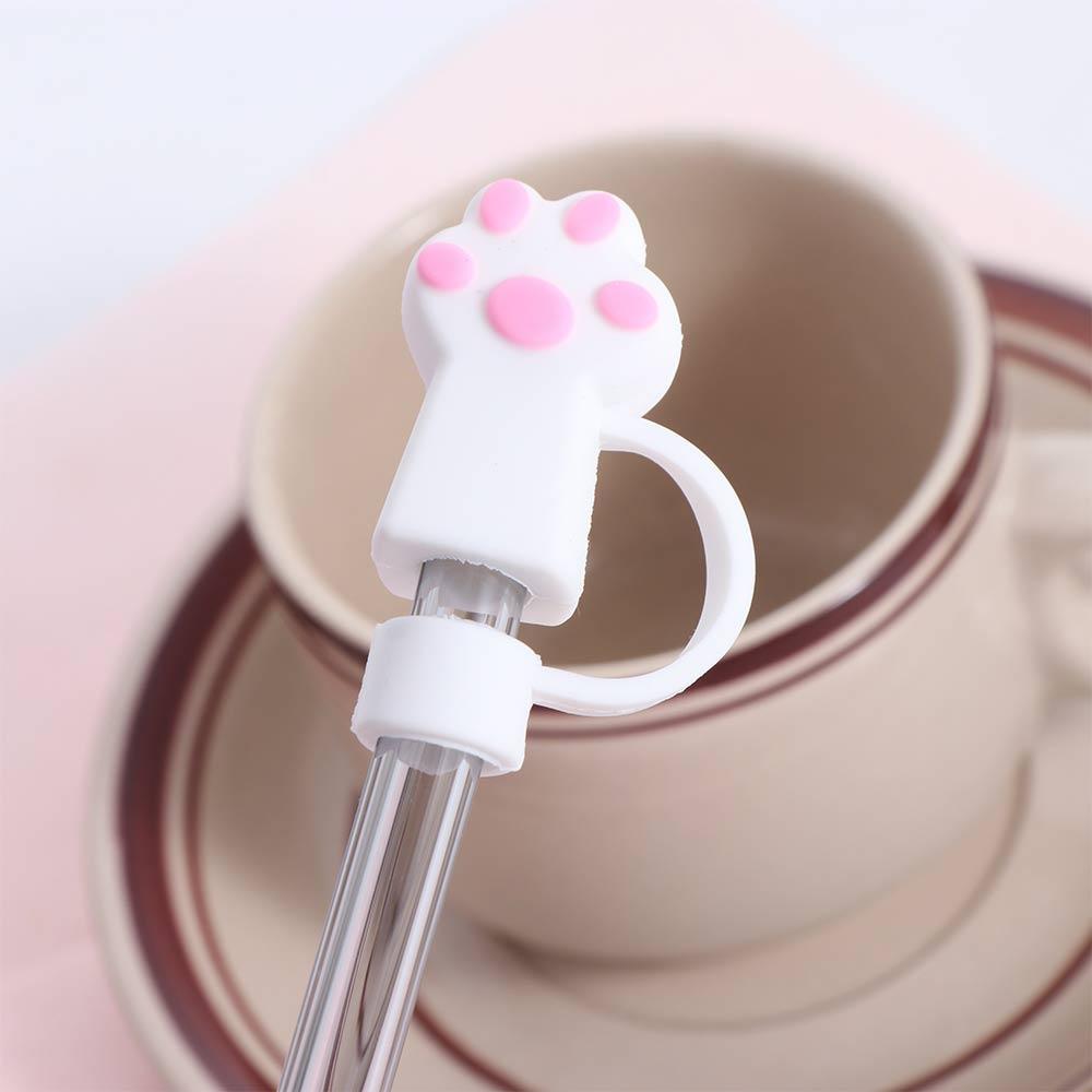 Dust-Proof Straw Topper 10mm Straw Tip Cute Cat Paw Straw Cover Tumbler