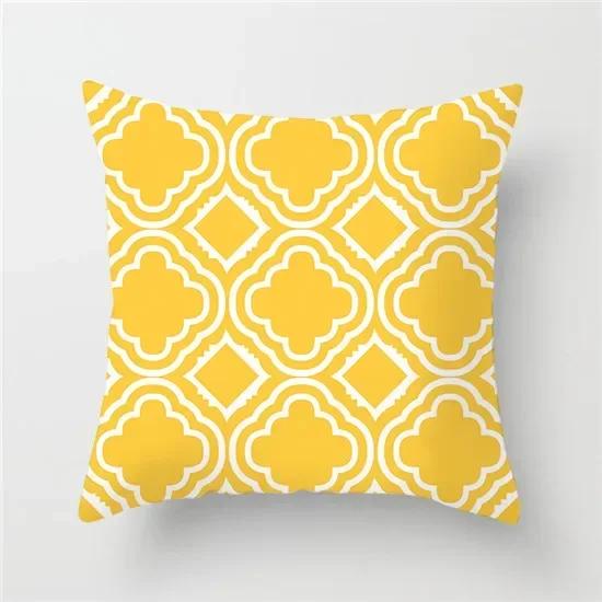 Geometric Cushion Covers Yellow Plaid Stripes Print Pillow Case For Home Chair Sofa Decoration Pillowcases 45cm*45cm