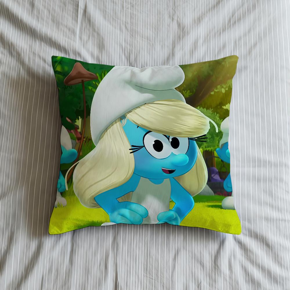 Cushion 2025 Cover Soft Case Cartoon Sofa Living Room Home Movie Comfortable Office Decor S-SmurffS-ES Protective Pillow