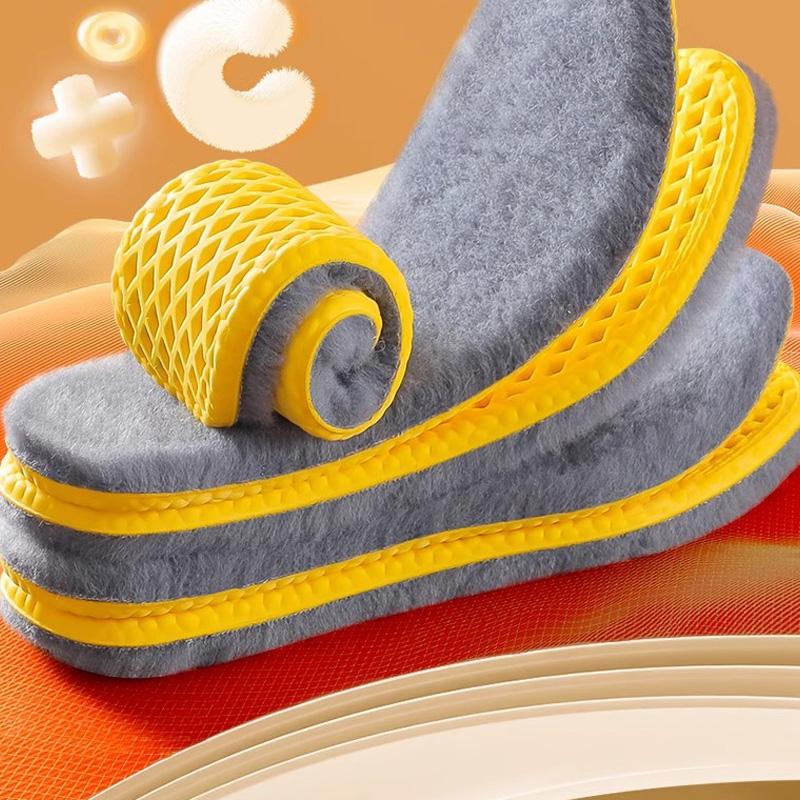 1 Paar Zuschneidbare Belüftete Einlegesohlen Elastizität Unisex Warm Imitierte Wolle Weiche Sohle Baumwolleinlegesohlen