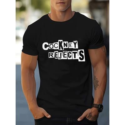 Męska koszulka z grafiką logo Cockney Rejects - Ikoniczny nadruk marki streetwear, oddychająca koszulka z krótkim rękawem i okrągłym dekoltem odprowadzająca wilgoć do noszenia na co dzień