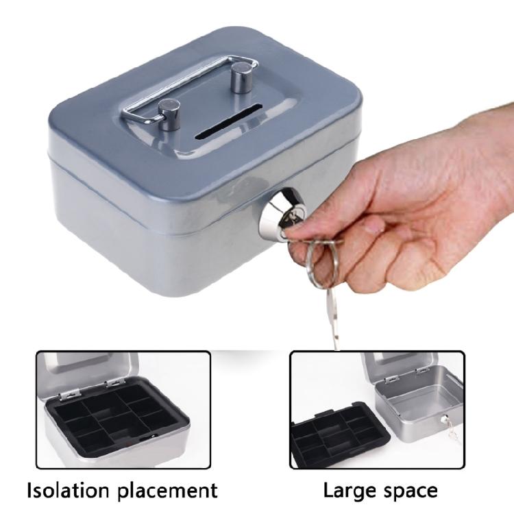 Metal Locking Cash Storage Organizer With Carry Handle Compact Case Container Suitable For Office Supplies Workshop Tool