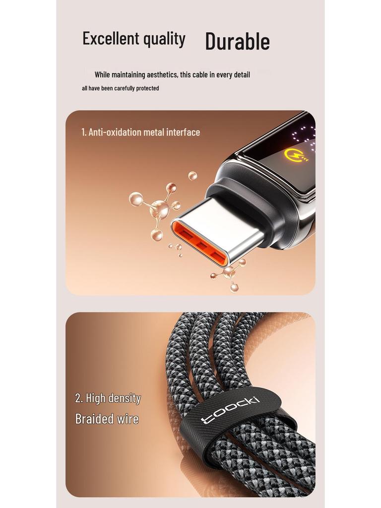 Twitch 100W Type-C Fast Charging Cable with Touch Display for Apple, Huawei & Android Laptops