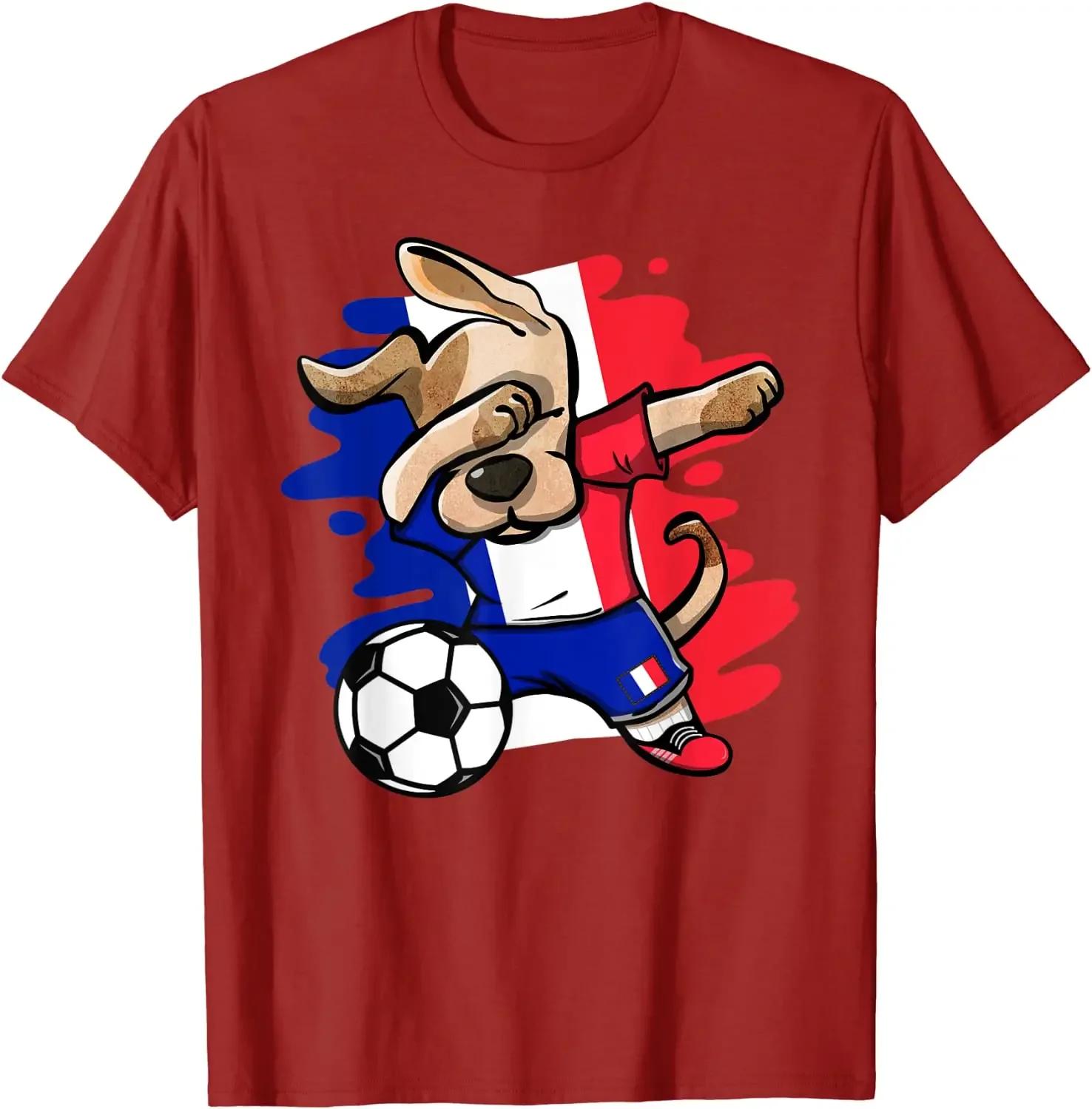 

Dabbing Dog France Soccer Fans French Flag Football Men TShirt Short Casual 100 COTTON ONeck T Shirts S