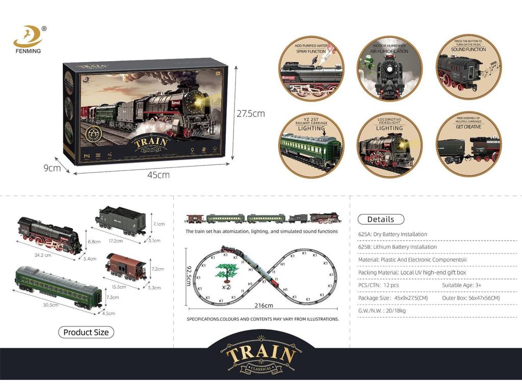 Retro Zestaw Torów Kolei Parowej - Elektryczna Zabawka dla Dzieci