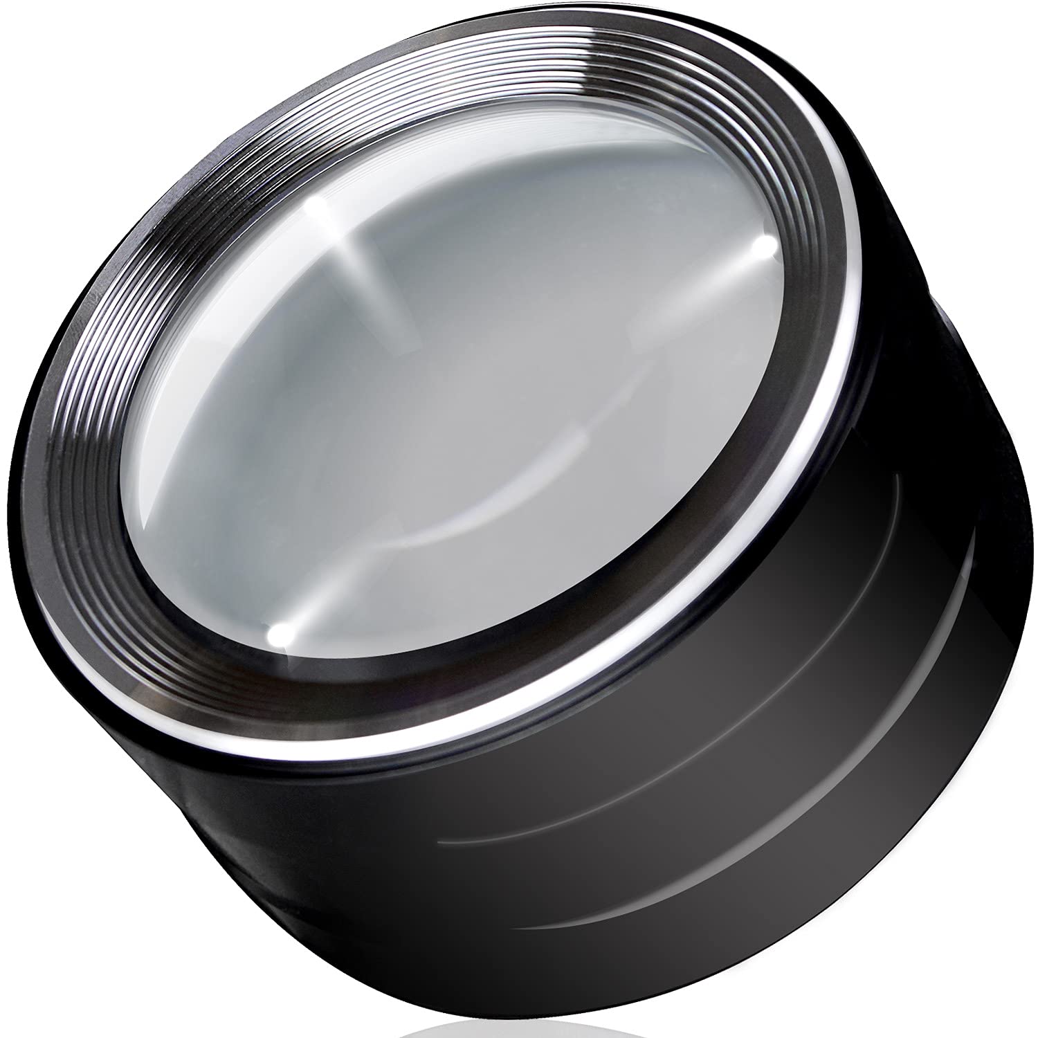 

PhoenixLoupe Desk Magnifier for Everyday Round Magnifier for Printed LED Touch Manual Storage Case Included [5x Magnification] Use, Newspapers, чорний