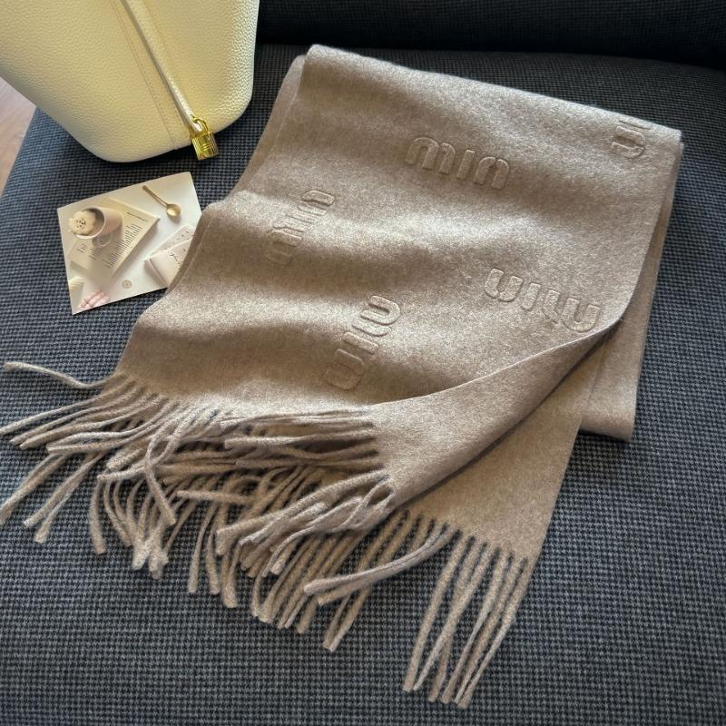 Popular Embossed Letter Wool Blended Scarf, Women's High-end Fringed Shawl, Youthful Vitality and Warm Scarf