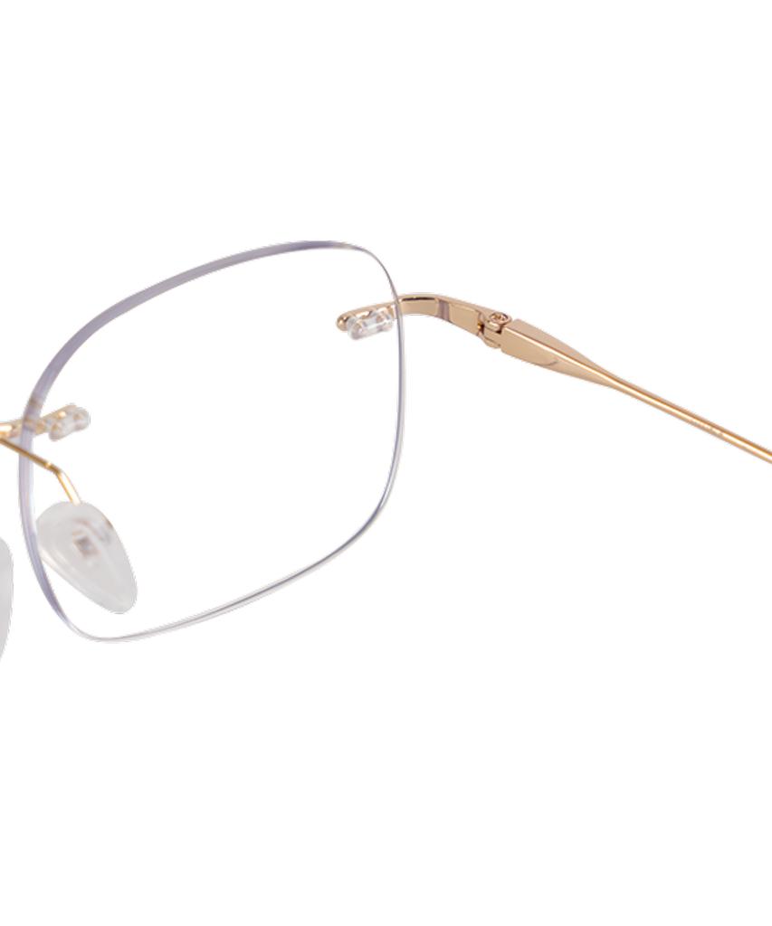 Hangeul [Blue Light Blocking] Oversized Gold Titanium Square Rimless