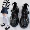 Schuhe Lolita-Schuhe Damen-Plateau-Mary-Janes mit Sternschnalle und Riemen, Mary Janes für Damen, überkreuzt, Mädchen, Nieten, lässig, Kawaii-Schuhe