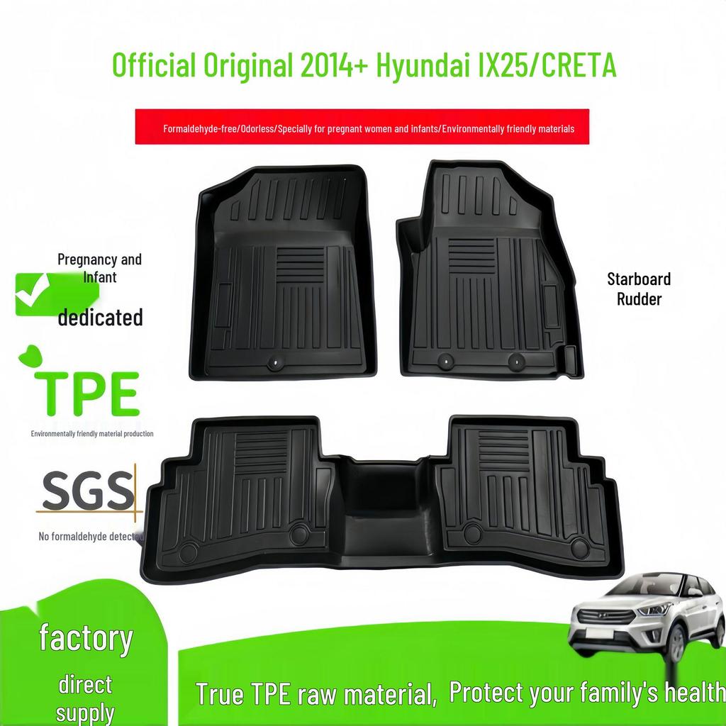 TPE Foot Mats for 2014+ Hyundai IX25/CRETA RHD - Eco-Friendly & Custom Fit