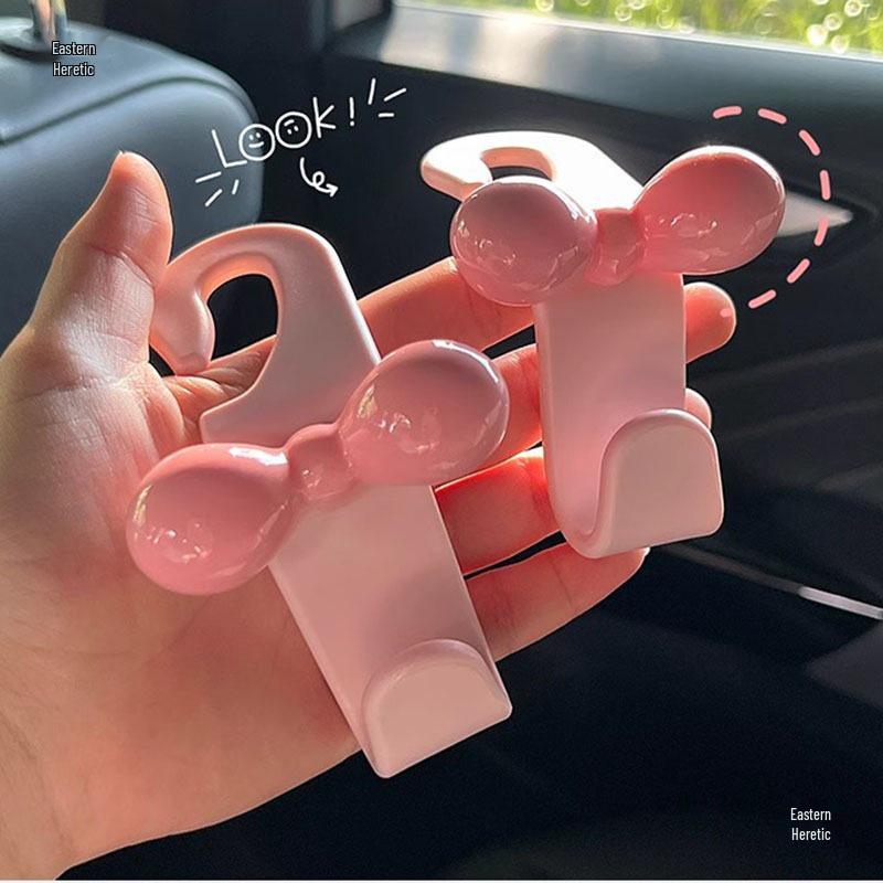 Dopamine Pink Bow Car Seat Hook - Women's Interior Storage Accessory & New Car Gift