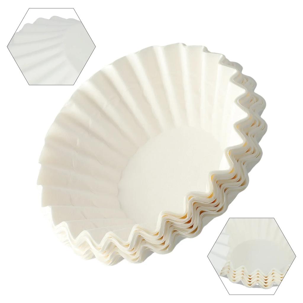 New White Coffee Paper Filters Filter Paper Parts Mesh Filter Replacement Filters 2.0 Large Coffee Filter Coffee Machine