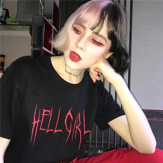 Buy Hell Girl Letter T-shirt Western 