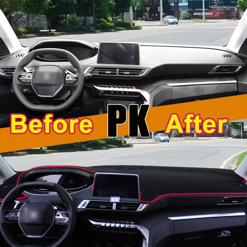 Auto Armaturenbrett Abdeckmatte Vermeiden Sie Lichtpolster Anti-UV Teppiche für Peugeot 3008 5008 GT Hybrid 2016 2017 2018 2019 2020 2021 2022 2023