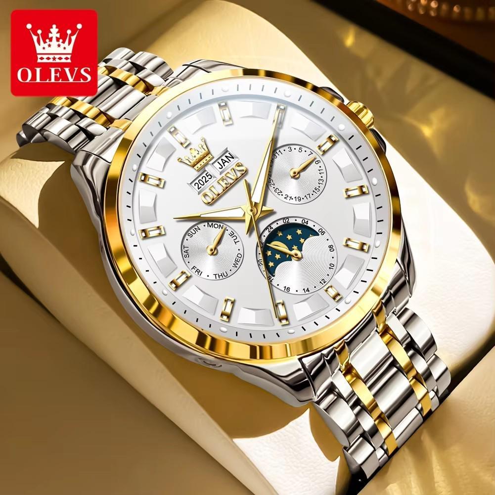 Luxusní pánské plně automatické mechanické hodinky Multifunkční vodotěsné hodinky s fází měsíce Pánské sportovní hodinky
