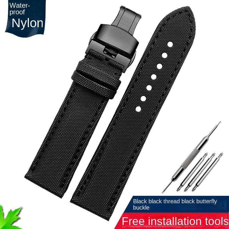 Fiber Nylon Leather Watchband For Tudor Mido Tag Heuer Citizen Seiko Huawei Male Canvas Watch Strap Waterproof 20 21mm 22mm 23mm