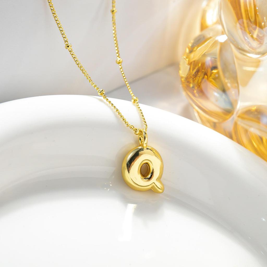 European & American Trendy 18K Gold Plated Cute Balloon Party Letter Necklace