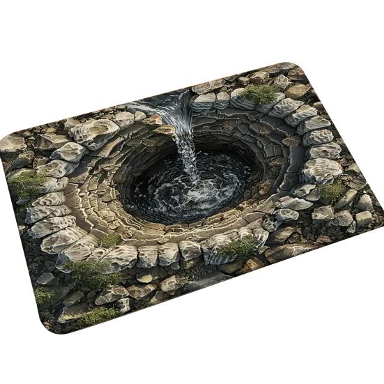 3D Hole Rug Realistic Optical Illusion Rug Funny Bottomless Pit Doormat Absorbent Non-slip Floor Mat for Bathroom Living Room Entryway