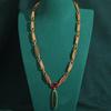Vintage Green Willow Leaf Pendant Necklace Natural Stone Crystal Antique Gold Color Luxury Jewelry For Women Accessories 2025