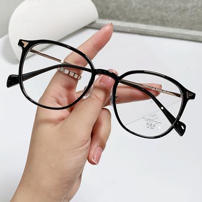 Retro Tr Blaulichtfilterbrille Damen Street Photography Schlichte Brillenfassung Flache Brille 01247