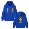 Casal Ferrari Fórmula 1 Equipe de Corrida Estampa Zíper Hoodie Solto Casual Blusão com Capuz e Zíper Moda Streetwear Pulôver
